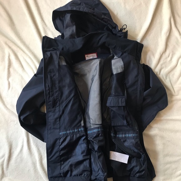 Waterproof jacket, raincoat with hood, navy - Picture 3 of 6